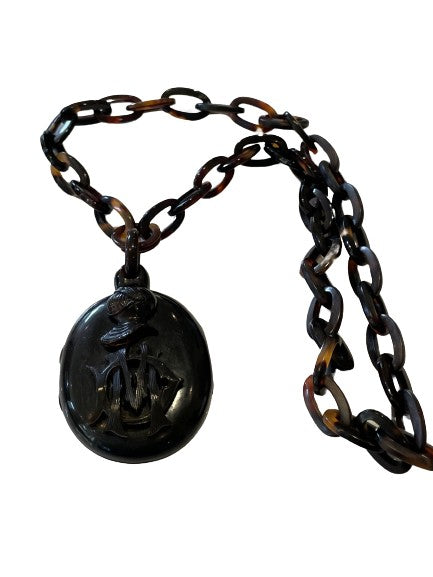 Victorian Tortoiseshell Locket and Chain