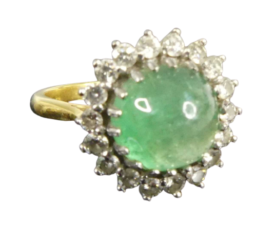 Emerald and Diamond Cluster Ring