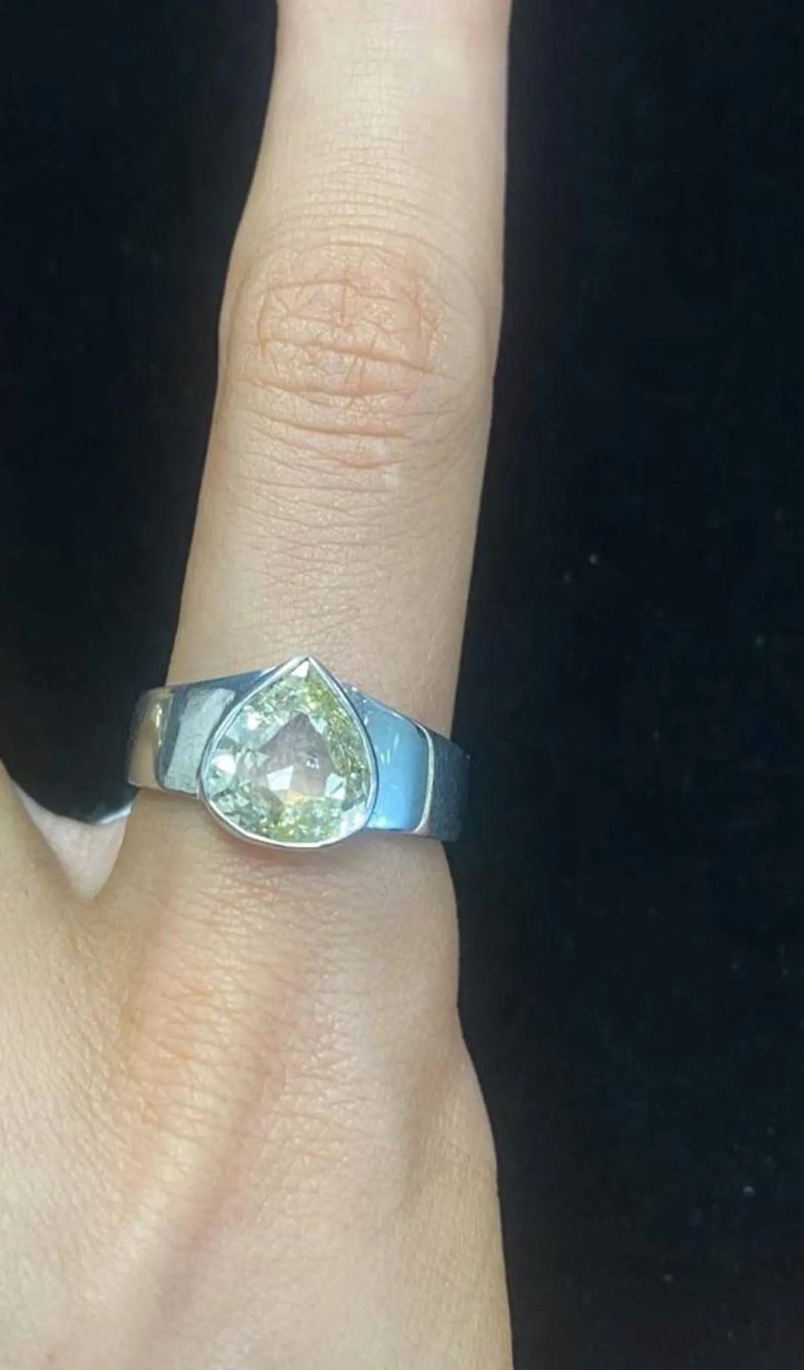 1.2ct Pear Shaped Natural Yellow Diamond Solitaire ring