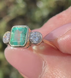 Emerald and Diamond Three Stone Ring 18ct