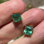 Vintage 2ct Natural Emerald Earrings