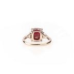 Burmese Unheated Ruby and Diamond Sugarloaf Cabochon Certified Ring