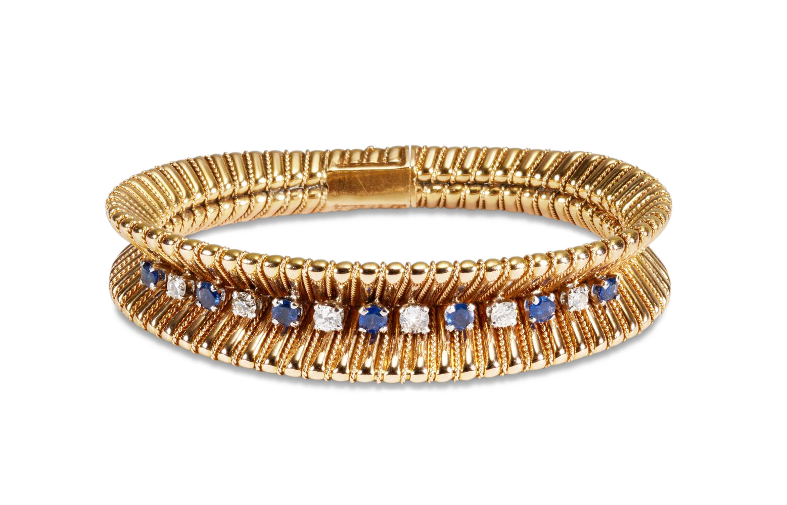 Art Deco Sapphire and Diamond French 18ct Gold Bracelet