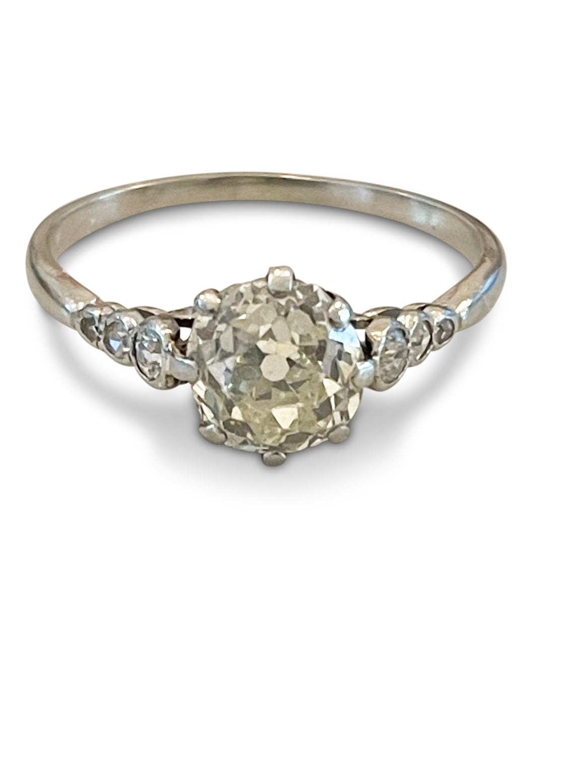 A Solitaire Old European Cut Diamond Engagement Ring
