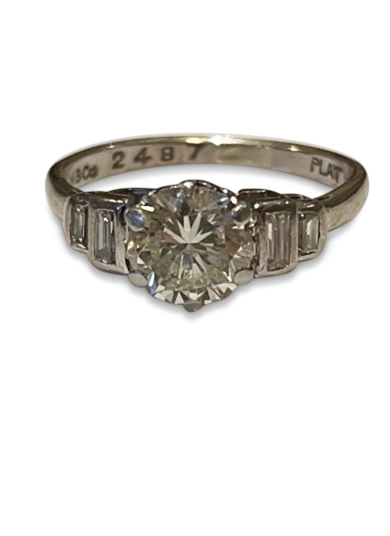 Art Deco 1.38ct Diamond Platinum Ring