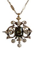 Green Sapphire and Diamond Pendant